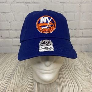47 Brand NY New York Islanders Logo Womens Hat Adj Strapback Blue Clean Up New
